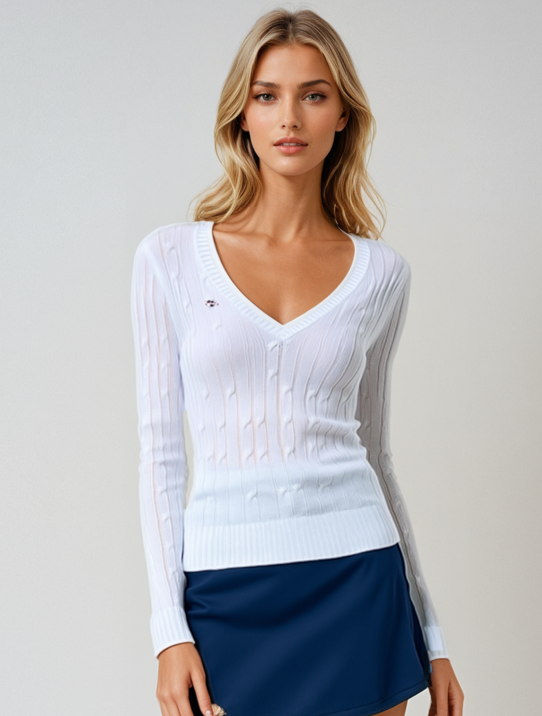 Luxe Golf Cashmere Cable Sweater